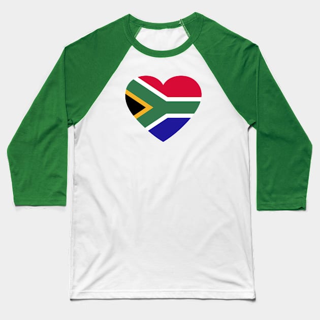 I Love South Africa // Heart-Shaped South African Flag Baseball T-Shirt by SLAG_Creative